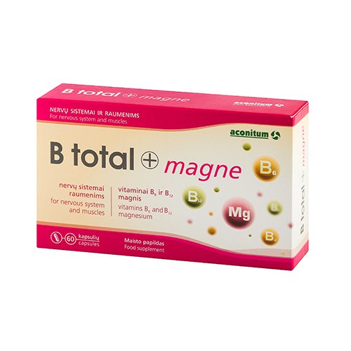 b total magne b grupes vitaminu ir magnio kapsules n60