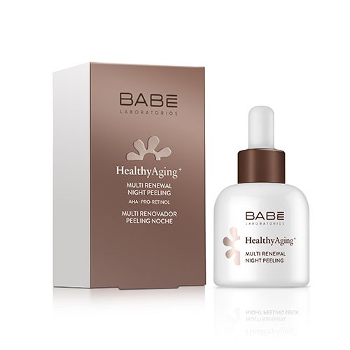 Daugiafunkcinis odą atnaujinantis naktinis, rūgštinis pilingas BABE HEALT AGING+, 30 ml  | Mano Vaistinė