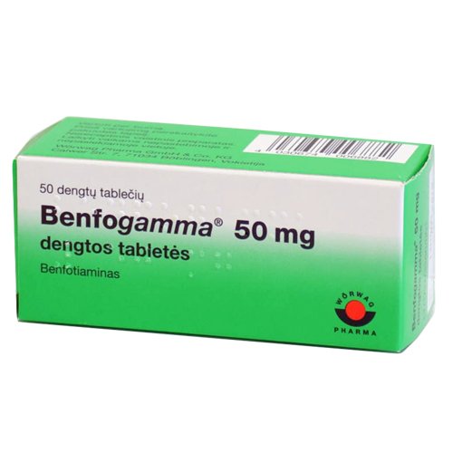 Vitaminas B1 Benfogamma 50 mg dengtos tabletės, N50 | Mano Vaistinė