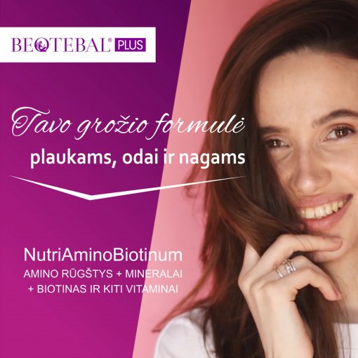 Tinka vegetarams ir veganams Plaukams, odai, nagams BEOTEBAL PLUS, 40 tab. | Mano Vaistinė