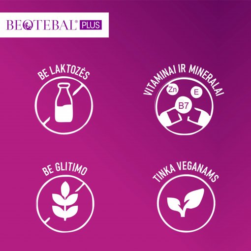 Tinka vegetarams ir veganams Plaukams, odai, nagams BEOTEBAL PLUS, 40 tab. | Mano Vaistinė