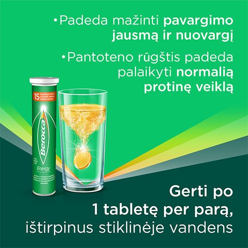 Berocca Energy šnypščiosios tabletės N15 | Mano Vaistinė