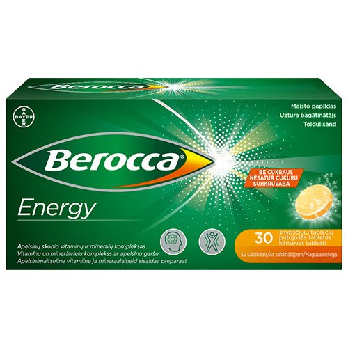 Berocca Energy šnypščiosios tabletės N30  | Mano Vaistinė