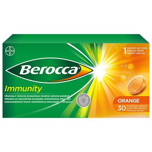 Berocca Immunity šnypščiosios tabletės, 30 tab. | Mano Vaistinė