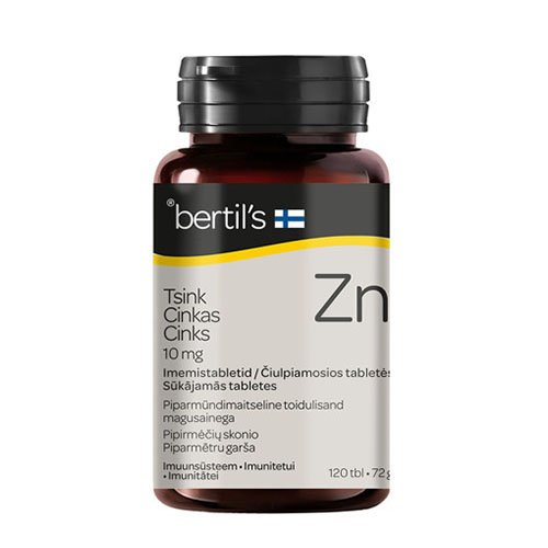 BERTIL’S Cinkas 10mg čiulpiamosios tabletės N120 | Mano Vaistinė