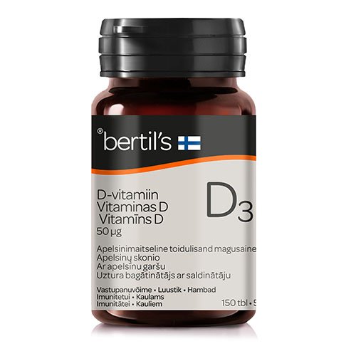 BERTIL´S VITAMINAS D3 50 µg, 150 kramtomųjų tablečių | Mano Vaistinė