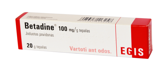 Antimikrobinis, dezinfekuojantis vaistas Betadine 100 mg/g tepalas, 20 g | Mano Vaistinė