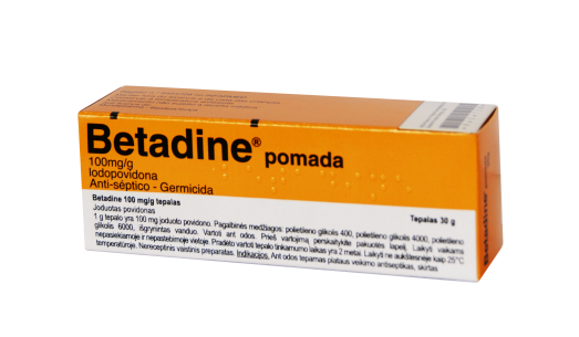 Antimikrobinis, dezinfekuojantis vaistas Betadine 100 mg/g tepalas, antibakterinis, 30 g (LI) | Mano Vaistinė