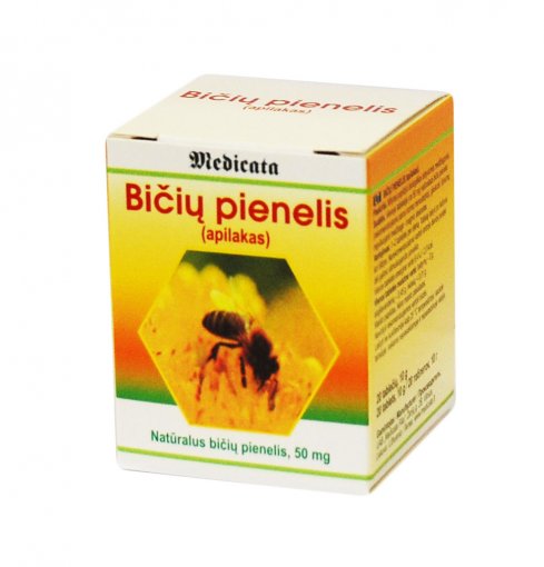 Žiedadulkės, bičių produktas Bičių pienelio tabletės 50 mg, N20 | Mano Vaistinė