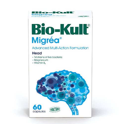Pieno rūgšties bakterijų komplekas su magniu ir vitaminu B6 Bio-Kult MIGREA, 60 kapsulių | Mano Vaistinė