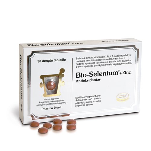 Maisto papildas, antioksidantas Bio-Selenium + Zinc glaistytos tabletės, N30 | Mano Vaistinė