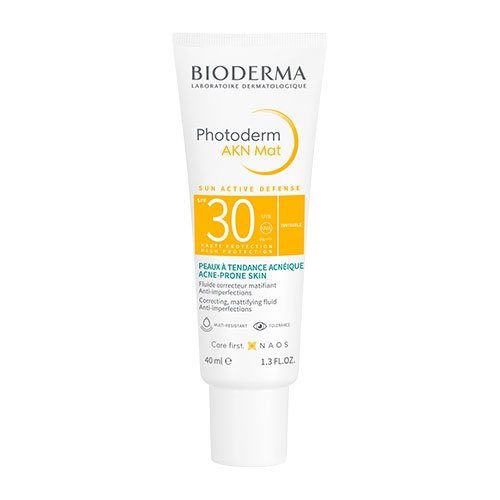 Optimali apsauga nuo saulės mišriai, riebiai bei į spuogus linkusiai odai Apsauginis kremas nuo saulės mišriai, riebiai bei į spuogus linkusiai odai, BIODERMA PHOTODERM AKN MAT SPF30, 40 ml | Mano Vaistinė