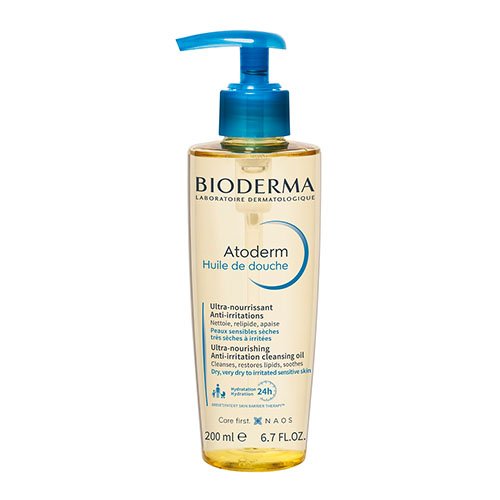 Intensyviai maitinantis aliejinis prausiklis sausai, jautriai odai Intensyviai maitinantis dušo aliejus BIODERMA ATODERM HUILE DE DOUCHE, 200ml | Mano Vaistinė