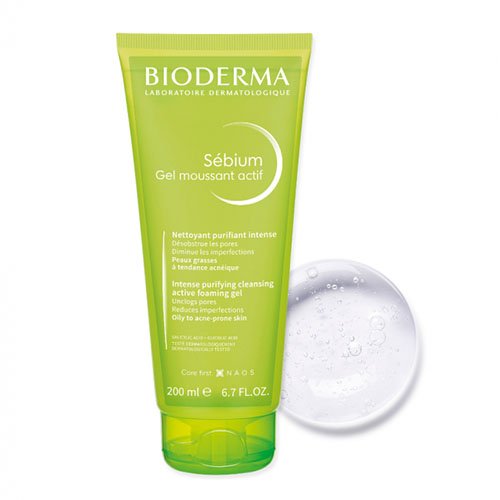  Aktyvaus poveikio rūgštinis prausiklis riebiai, spuoguotai odai BIODERMA SEBIUM GEL MOUSSANT ACTIF, 200 ml | Mano Vaistinė