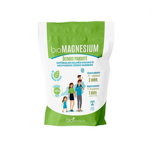Natūralios kilmės magnio maisto papildas BioMagnesium šeimos pakuotė 179g N1 | Mano Vaistinė