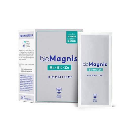 BioMagnis B6 premium milteliai geriamajam tirpalui, 28 vnt. | Mano Vaistinė