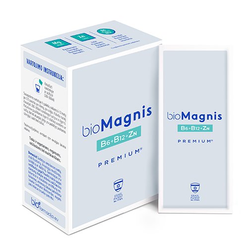 Maisto papildas, magnio preparatas BioMagnis B6 Premium, milteliai geriamajam tirpalui, N20 | Mano Vaistinė