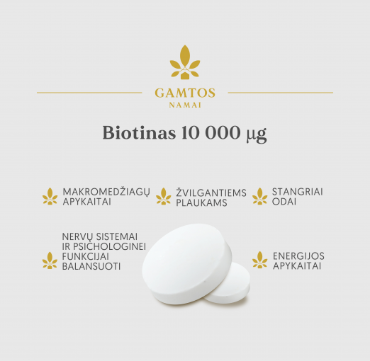 Biotinas 10 000 tabletės N60 | Mano Vaistinė