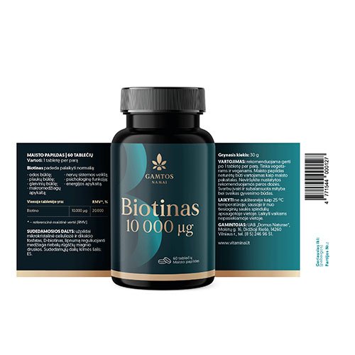 Biotinas 10 000 tabletės N60 | Mano Vaistinė