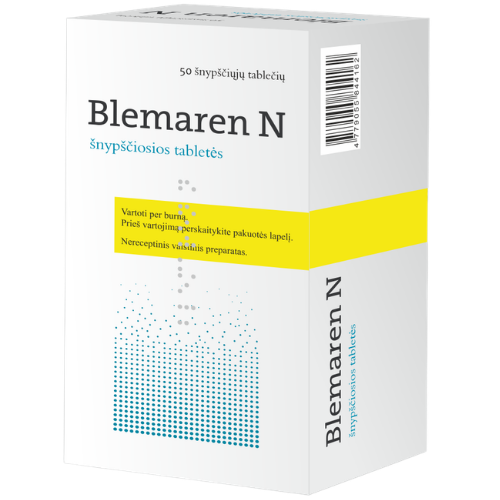 Šlapimui šarminti BLEMAREN N 1197mg/835,5mg/967,5mg, 50 šnypščiosios tabletės | Mano Vaistinė Šlapimui šarminti BLEMAREN N 1197mg/835,5mg/967,5mg, 50 šnypščiosios tabletės | Mano Vaistinė