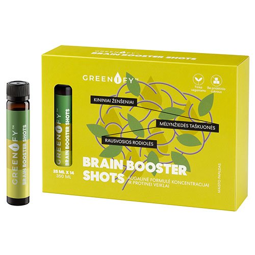 Greenify Brain Booster Shots, protinei veiklai, koncentracijai, N14 | Mano Vaistinė