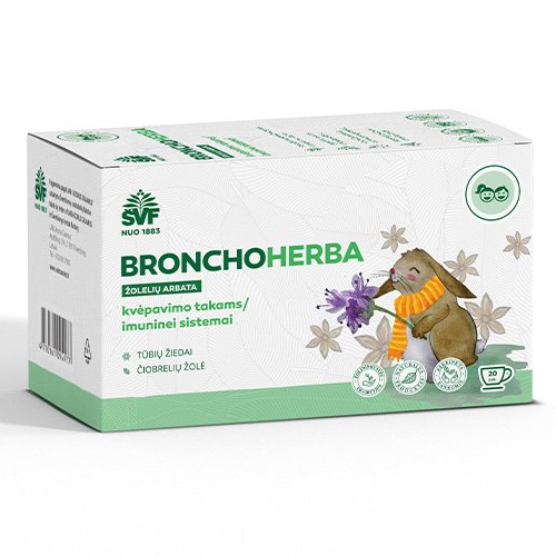 Žolelių arbata nuo peršalimo ŠVF/AC Bronchoherba vaikams, 1,5g, N20 | Mano Vaistinė