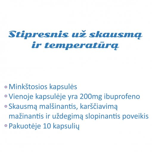 Vaistas nuo skausmo ir uždegimo Ibugard 200 mg minkštosios kapsulės, N10 | Mano Vaistinė