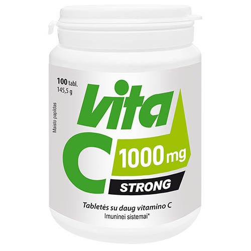 Prailginto atpalaidavimo vitaminas C Vitaminai VITA C STRONG 1000 mg, 100 tablečių | Mano Vaistinė