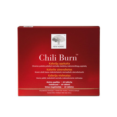 Maisto papildas svorio kontrolei New Nordic Chili Burn tabletės, N60 | Mano Vaistinė