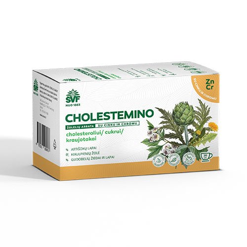 Cholesteroliui, širdies veiklai, kraujotakai, kūno svoriui ir kt. Žolelių arbata ŠVF CHOLESTEMINO 1.5 g, 20 pak. | Mano Vaistinė