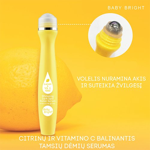 Baby Bright Citrinų ir vitamino C balinantis tamsių dėmių serumas, 15g, N1 | Mano Vaistinė