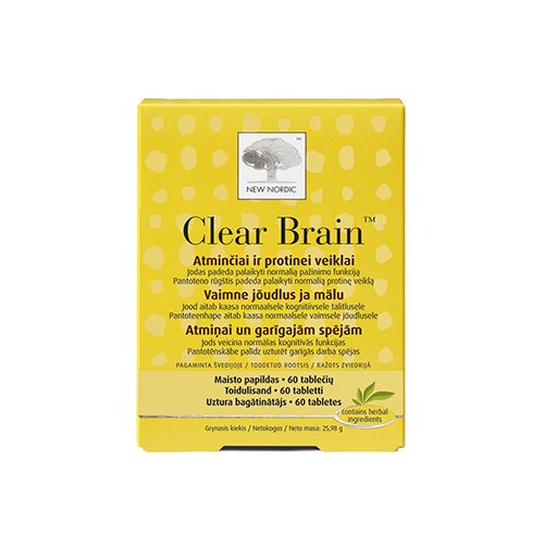 Maisto papildas smegenų veiklai New Nordic Clear Brain tabletės, N60 | Mano Vaistinė