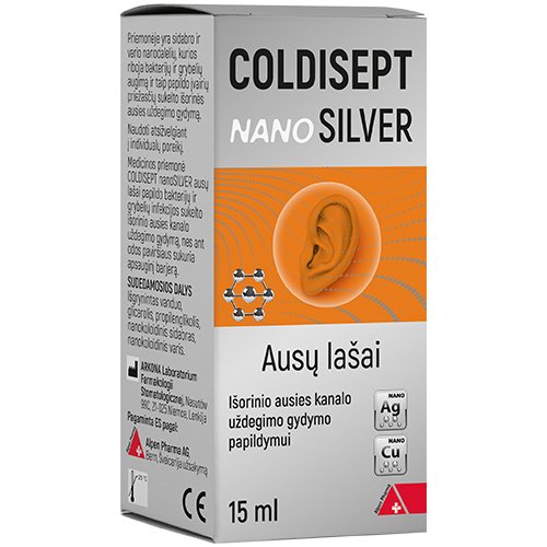 Coldisept nanoSilver ausų lašai 15ml | Mano Vaistinė