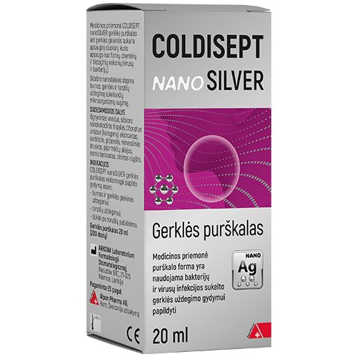 Coldisept nanoSilver gerklės purškalas 20ml | Mano Vaistinė