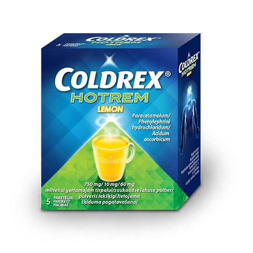 Milteliai nuo peršalimo Coldrex HotRem Lemon milteliai geriamajam tirpalui, N5 | Mano Vaistinė