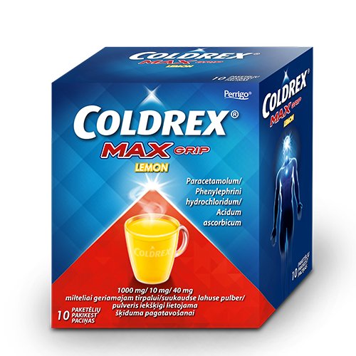 Milteliai nuo peršalimo Coldrex MaxGrip Lemon milteliai geriamajam tirpalui, N10 | Mano Vaistinė