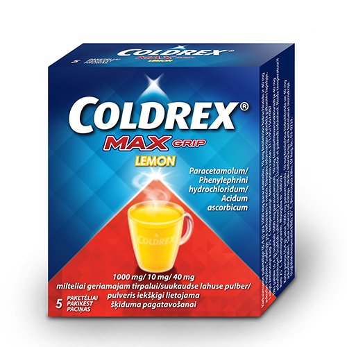 Milteliai nuo peršalimo Coldrex MaxGrip Lemon milteliai geriamajam tirpalui, N5 | Mano Vaistinė