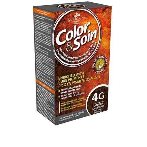 Ilgalaikiai plaukų dažai Ilgalaikiai plaukų dažai COLOR & SOIN auksinio kaštono, (4G), 135 ml | Mano Vaistinė