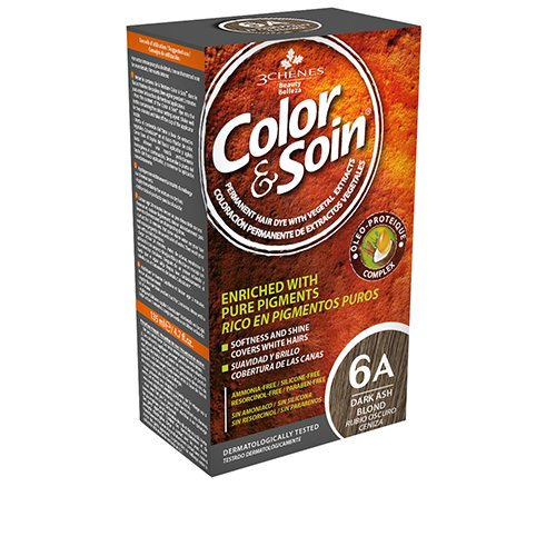 Ilgalaikiai plaukų dažai Color & Soin ilgalaikiai dažai plaukams (6A) 135ml | Mano Vaistinė