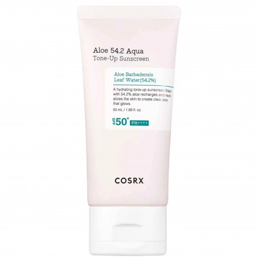 Minimaliai koreguoja odos atspalvį Apsauginis kremas nuo saulės COSRX ALOE AQUA TONE-UP SUNSCREEN SPF 50, 50 ml | Mano Vaistinė