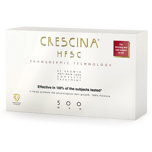 CRESCINA  TRANSDERMIC  Plaukų ataugimui ir slinkimo stabdymui, HFSC 500* (VYR) kompleksas 3,5ml N20 | Mano Vaistinė