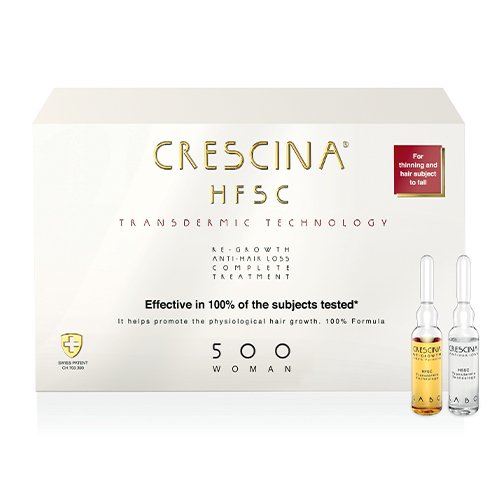 CRESCINA TRANSDERMIC  Plaukų atauginimui ir slinkimą  stabdanti priemonė , HFSC 500* (MOT) komp. 3,5ml N20+N20 | Mano Vaistinė