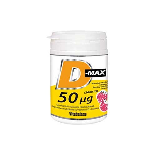 Vitamino D maisto papildas suaugusiems ir paaugliams D-Max 50mcg tab.N90 | Mano Vaistinė