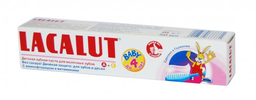 Burnos higienos priemonė, vaikiška dantų pasta Lacalut Kinder dantų pasta vaikams iki 4 m., 50 ml | Mano Vaistinė