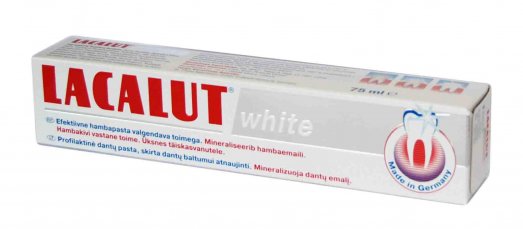 Burnos higienos priemonė, dantų pasta Balinamoji dantų pasta LACALUT WHITE, 75 ml | Mano Vaistinė