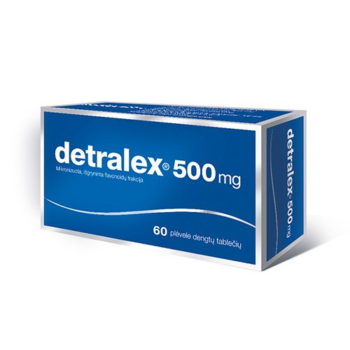 Vaistas venų, kraujagyslių apsaugai  Detralex 500 mg tabletės, N60 | Mano Vaistinė