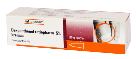Vaistas žaizdoms ir opoms gydyti Dexpanthenol-ratiopharm 5 % kremas, 35 g | Mano Vaistinė