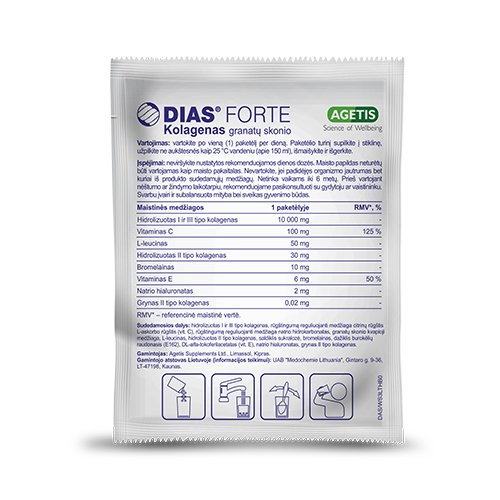 Food supplement for joints DIAS FORTE (Collagen) 10 000 mg milteliai geriamajam tirpalui, N30 | Mano Vaistinė