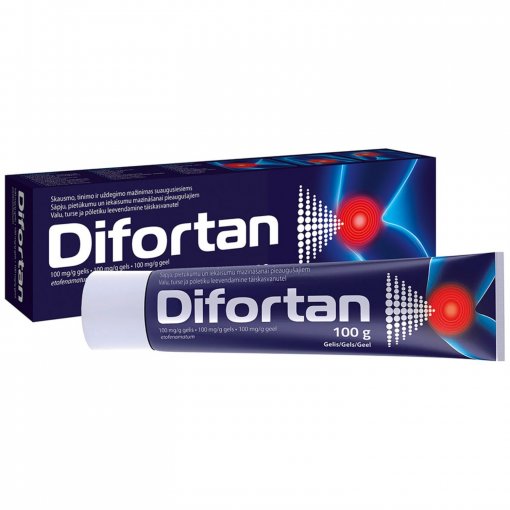Skausmo, tinimo ir uždegimo mažinimui Gelis DIFORTAN,100 mg/g, 100 g | Mano Vaistinė