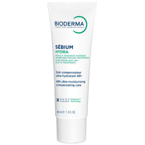 Drėkina ir stiprina odos barjerą Intensyviai drėkinantis kremas į spuogus linkusiai odai BIODERMA SEBIUM HYDRA, 40 ml | Mano Vaistinė